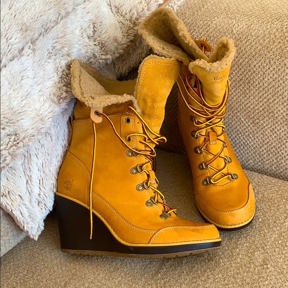 Timberland Shoes - Timberland Wedge Boots-like new!!!!